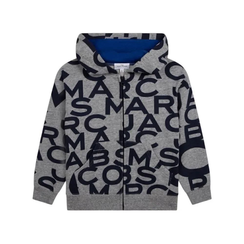 Little Marc Jacobs Kids Size 6 Grey Print Zip-up Hoodie